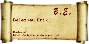 Beleznay Erik névjegykártya